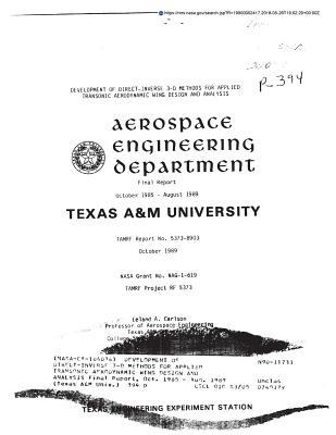 Read Online Development of Direct-Inverse 3-D Methods for Applied Transonic Aerodynamic Wing Design and Analysis - National Aeronautics and Space Administration file in PDF